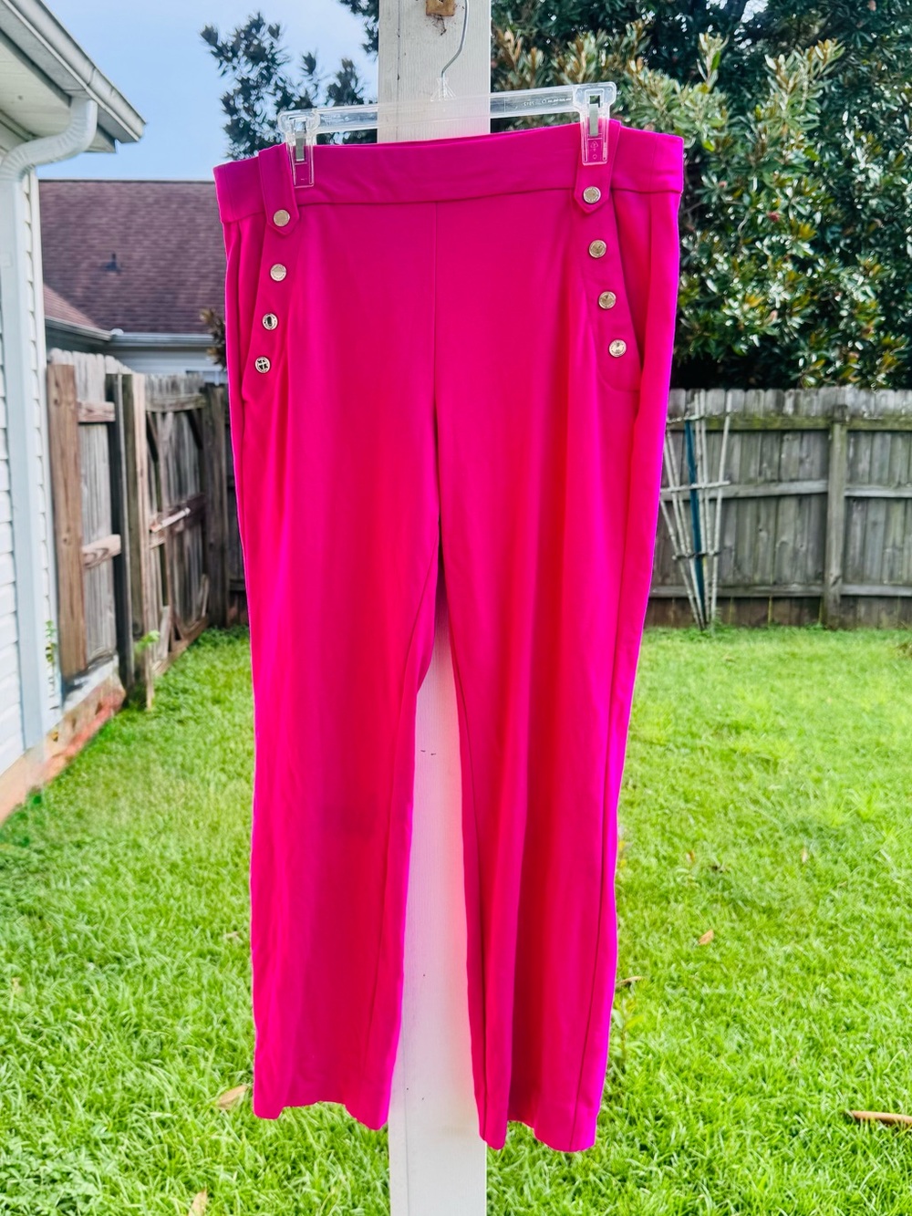 White House Black Market Bright Hot Pink Straight-Leg Stretch Pants